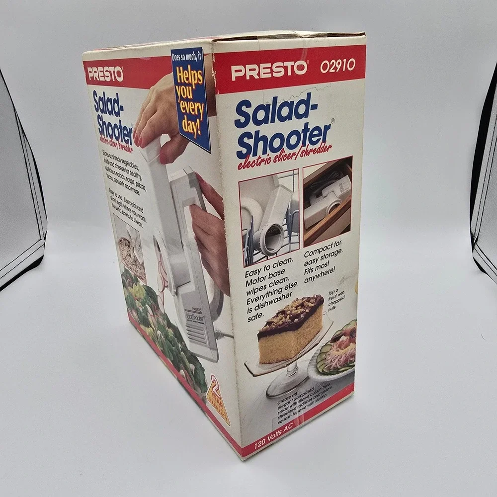 Presto Salad Shooter Electric Slicer Shredder White 02910 Vintage 1993 NIB